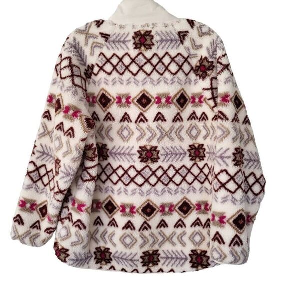 Lou & Grey Fair Isle Cozy Up Sherpa Jacket Size Large - Picture 12 of 14